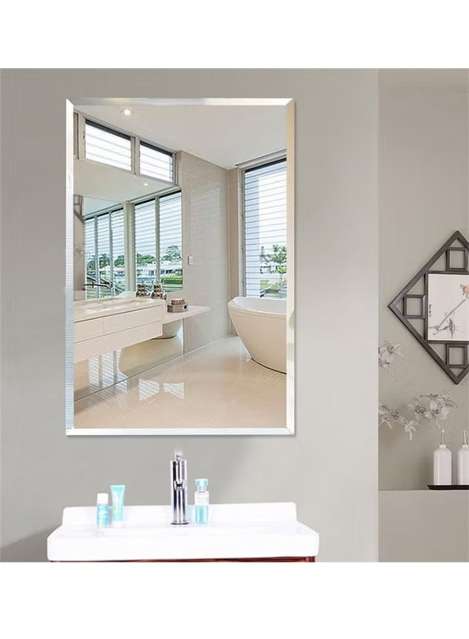 Frameless Bathroom Mirror 80×100cm, HD Wall Mounted Vanity Makeup Mirror, Vertical & Horizontal Hanging Rectangular Dressing Mirror For Bedroom Living Room Home Decor - Image 1